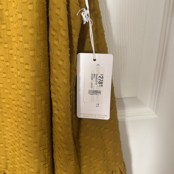 NWT Corey Lynn Calter mustard color Charlotte mini dress size large - Picture 2 of 4
